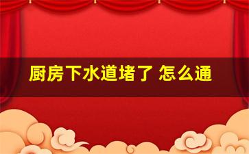 厨房下水道堵了 怎么通